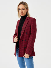 Charlotte Bennett | Houndstooth Work Jacket With Double-Breasted Lapel