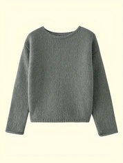 Cecily Hall | Relaxed Crew Neck Sweater in Olive Green