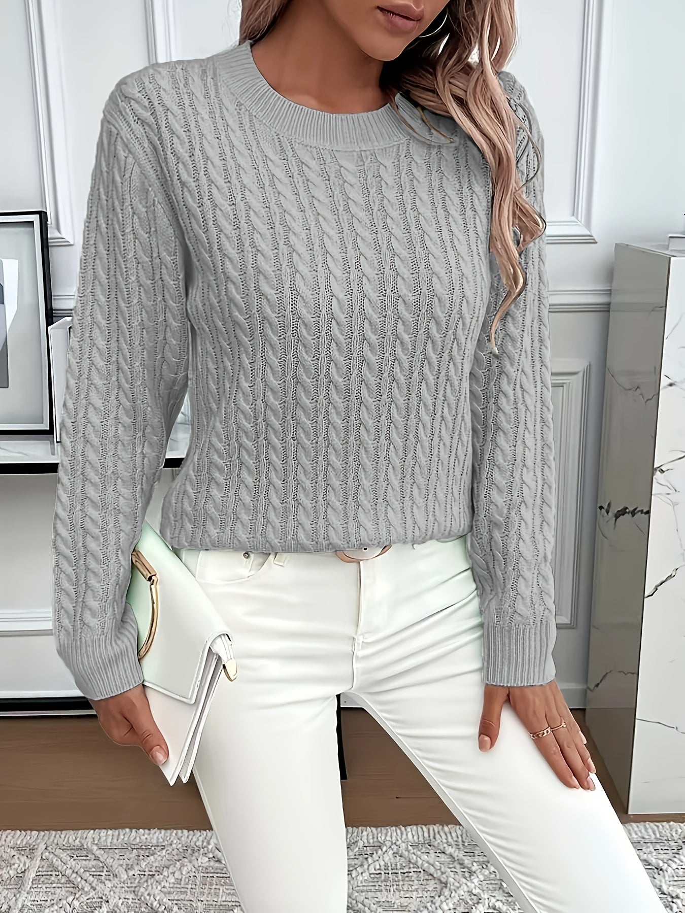 Louisa Bramley | Cable-Knit Round Neck Sweater