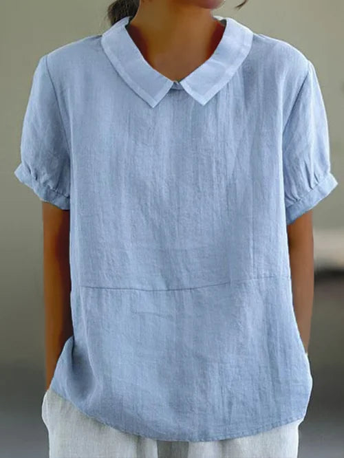 Charlotte Monroe | Casual Linen Collar Blouse For Women