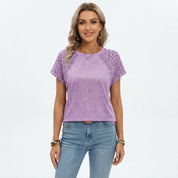 Beatrice Sinclair | Lace-Sleeve Heathered T-Shirt