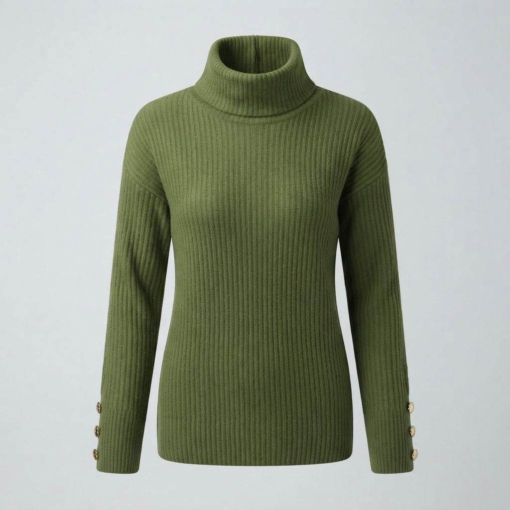 Beatrice Wright | Pull en maille côtelée à col roulé