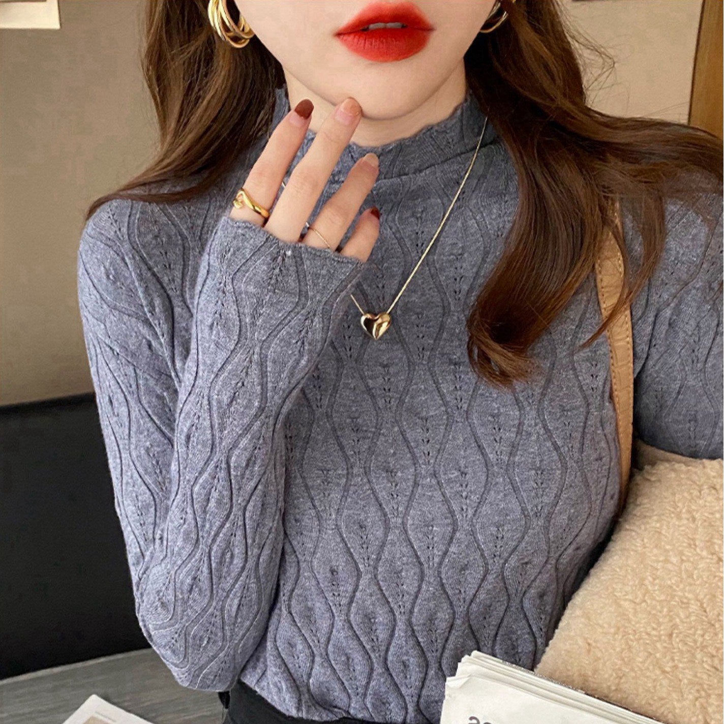 Florence Hughes | Ribbed Knit Turtleneck Top in Ivory