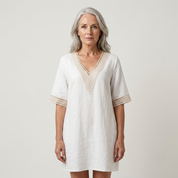Bianca Moretti | Linen V-Neck Dress For Women