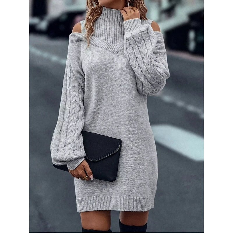 Niamh White | Cold-Shoulder Turtleneck Sweater Dress