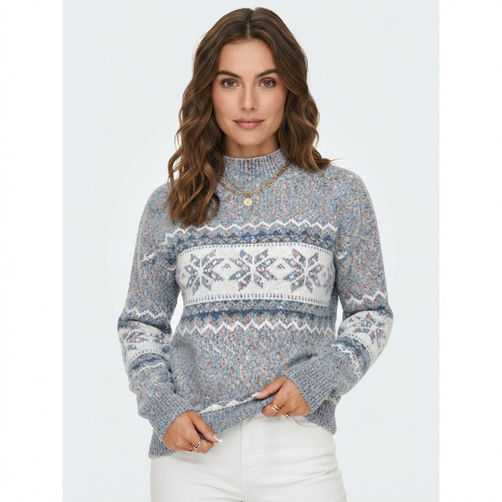 Bridget Faulkner | Cozy Snowflake Mock-Neck Sweater