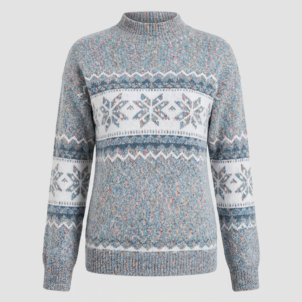 Bridget Faulkner | Cozy Snowflake Mock-Neck Sweater