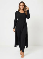 Bridget Murray | Ensemble coordonné avec cardigan long et pantalon en maille côtelée