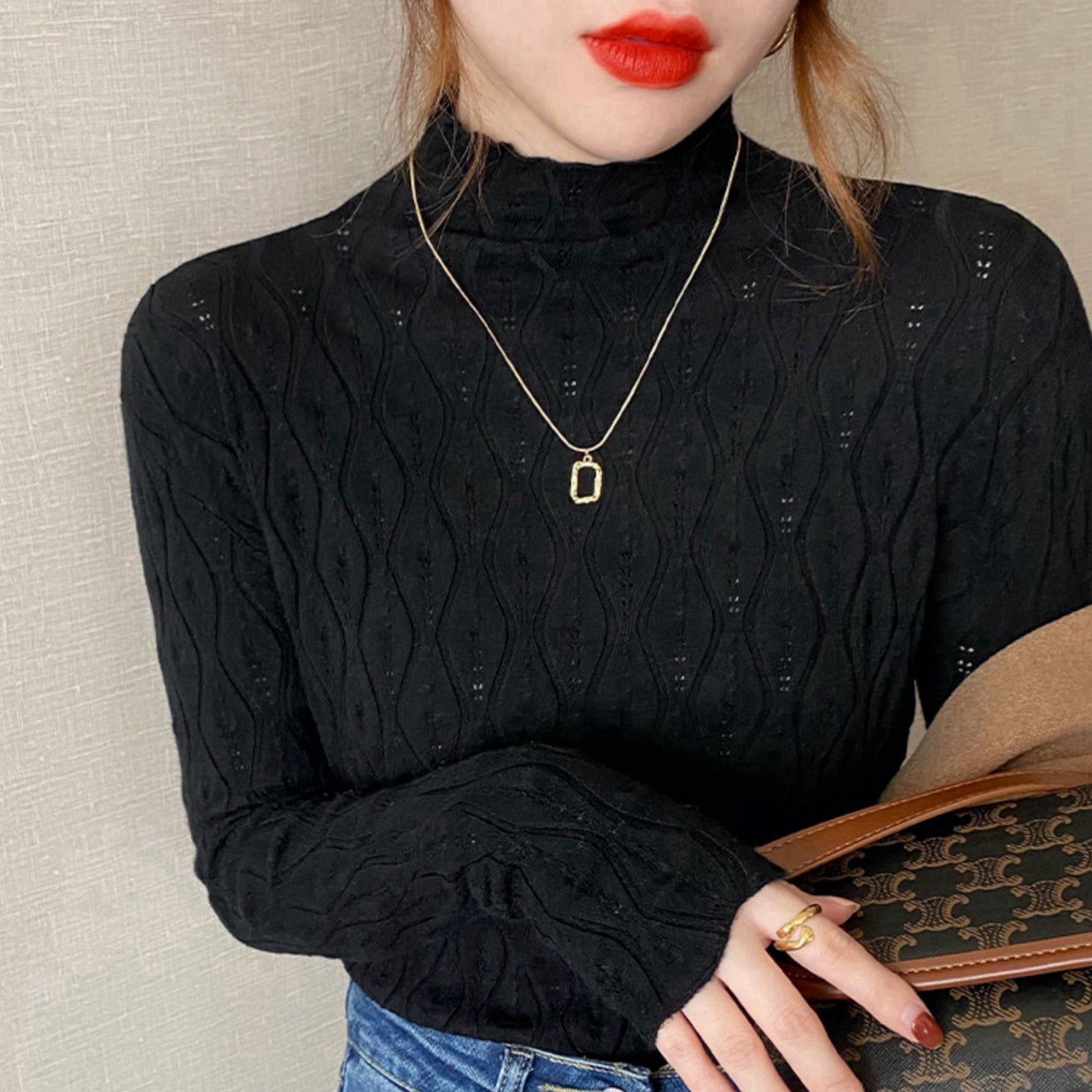 Florence Hughes | Ribbed Knit Turtleneck Top in Ivory