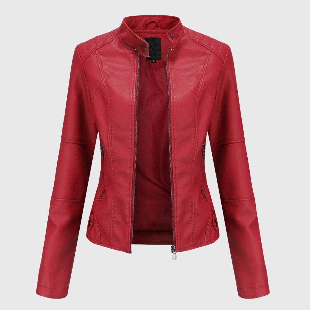Nadia Ellison | Veste noire en cuir vegan avec détail zippé