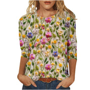 Rosie Evans | 3D Floral Print Round Neck T-Shirt