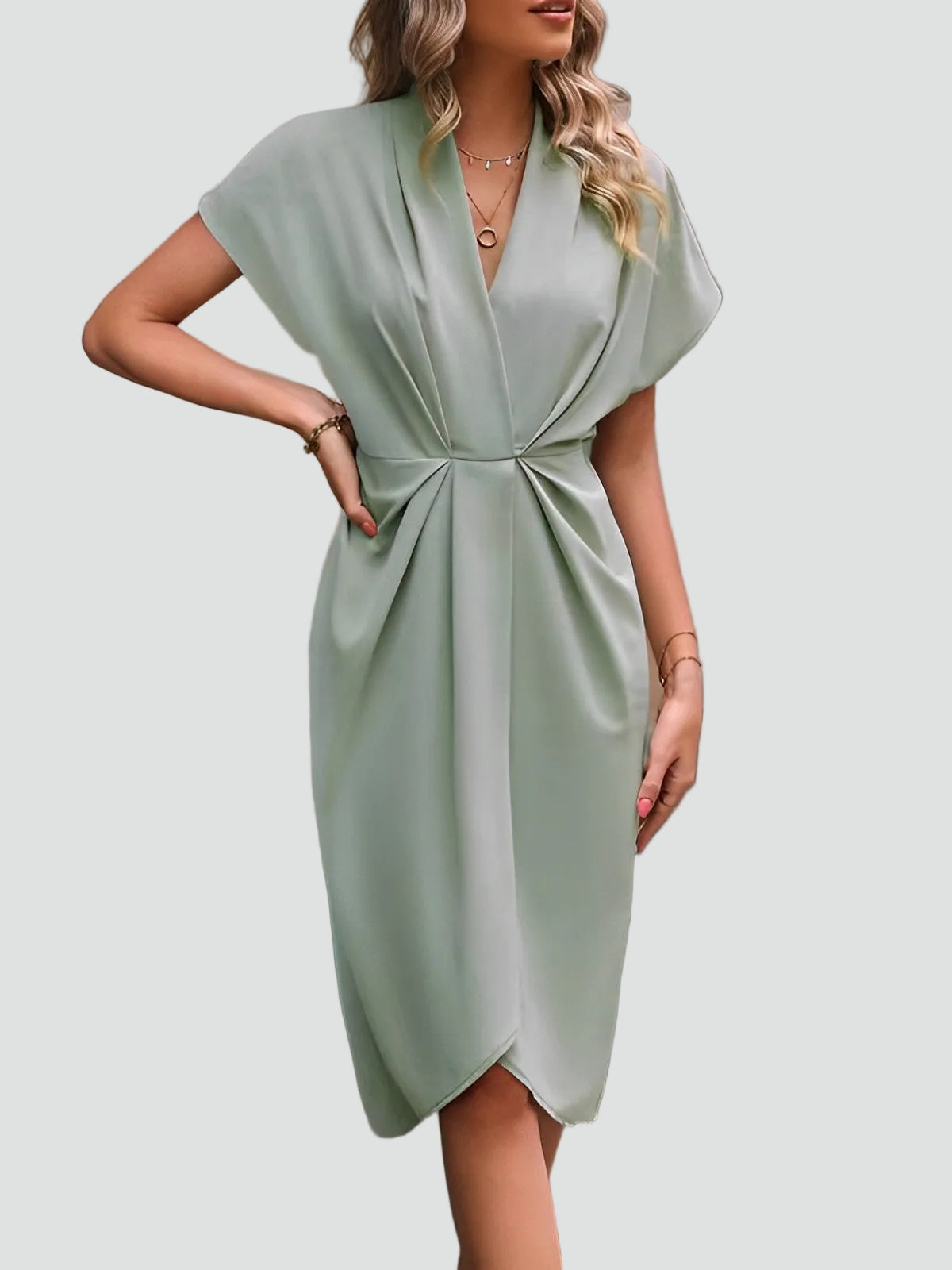 Camille Laurent | Elegant Wrap Midi Dress For Women
