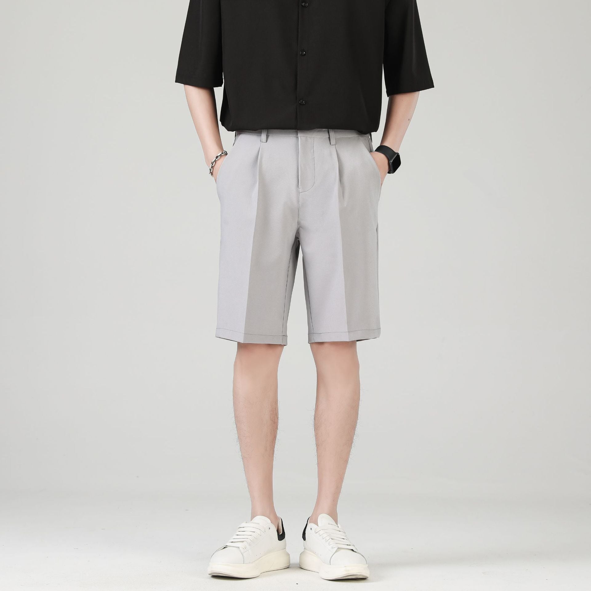 Rupert Blackwood | Black Tailored Pleated Smart Shorts