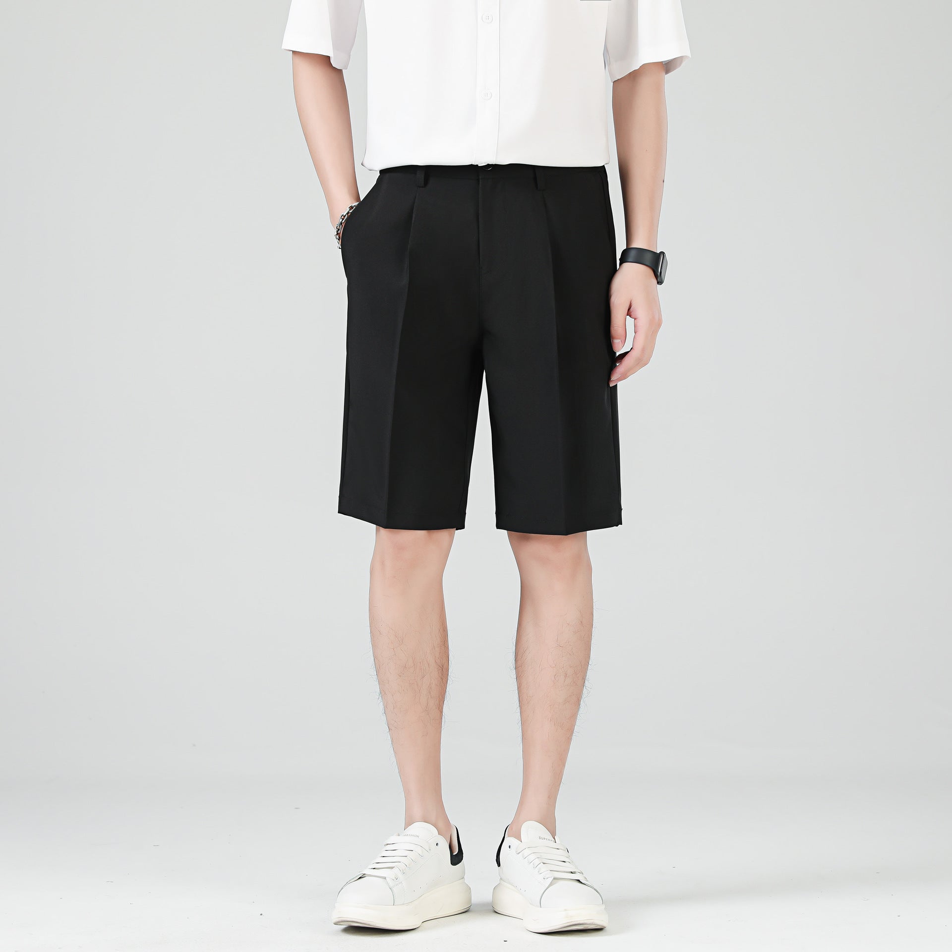 Rupert Blackwood | Black Tailored Pleated Smart Shorts