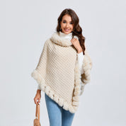 Eleanor Wren | Faux Fur Collar Knit Cape For Women