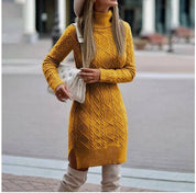 Diana Roberts | Cable Knit Turtleneck Sweater Dress
