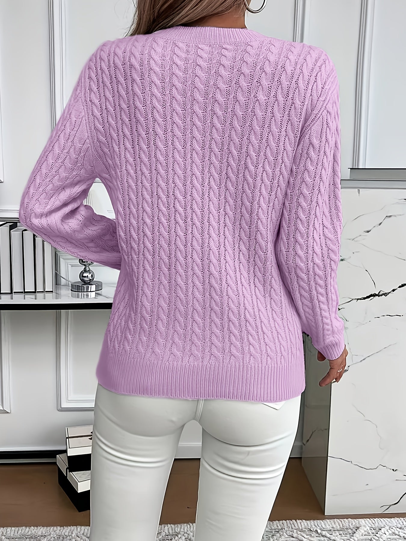 Louisa Bramley | Cable-Knit Round Neck Sweater