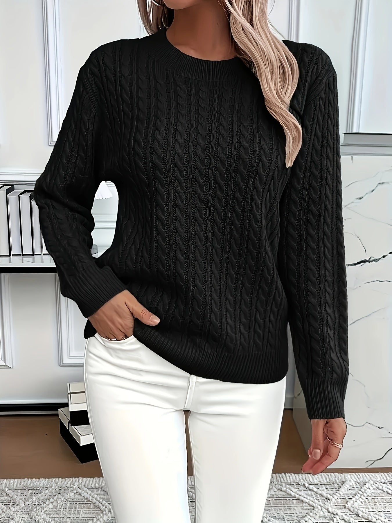 Louisa Bramley | Cable-Knit Round Neck Sweater