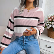 Isobel Brown | Colourblock Striped Crop Sweater