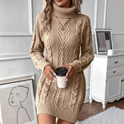 Grace Williams | Cable Knit Turtleneck Sweater Dress