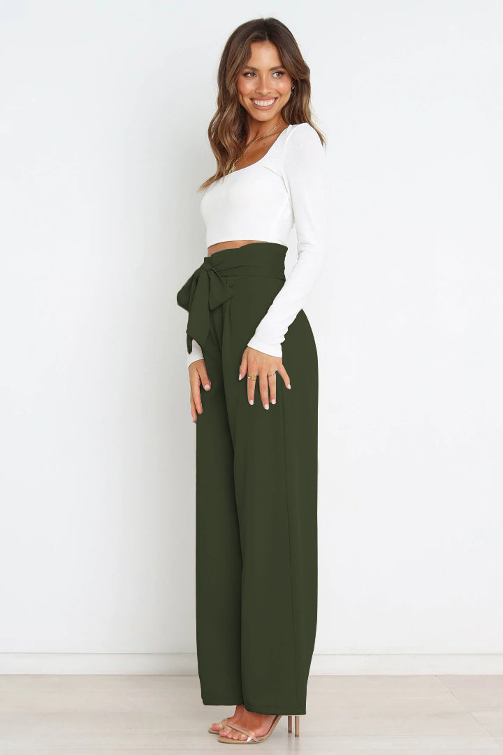 Isabelle Fontaine | Navy High Waist Paperbag Trousers with Bow Detail