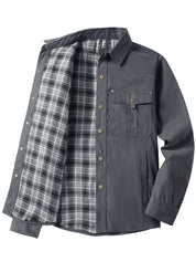 George Fletcher | Veste-chemise à carreaux noirs doublée en flanelle