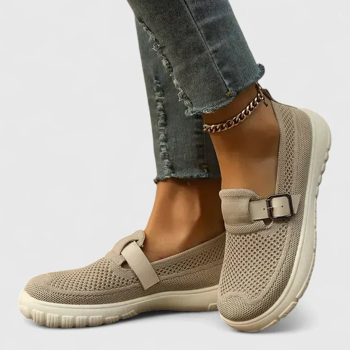Rosalind Kemp | Cushioned Knit Loafers With Buckle Strap