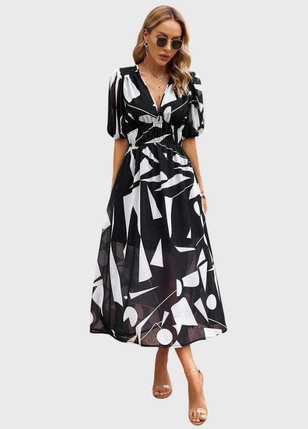 Camilla Rowntree | Robe midi fleurie à manches bouffantes