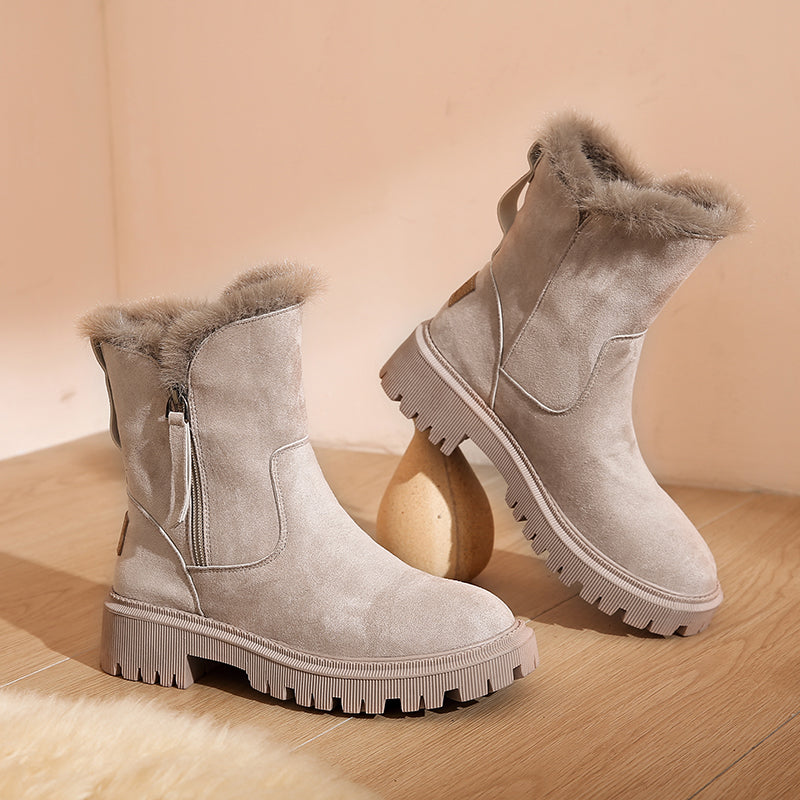 Arabella Hughes | Fur Trim Suede Ankle Boots