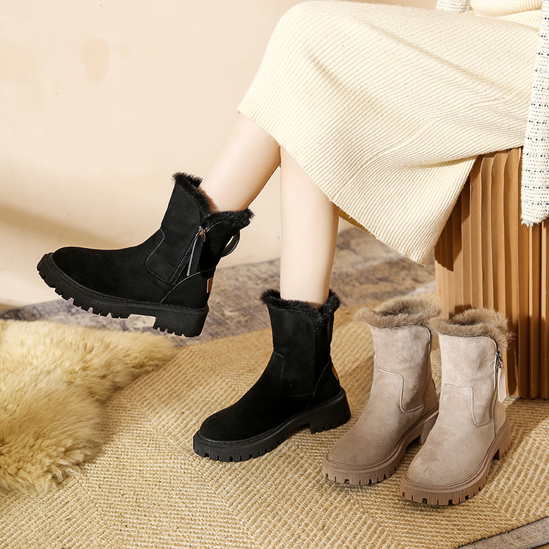 Arabella Hughes | Fur Trim Suede Ankle Boots