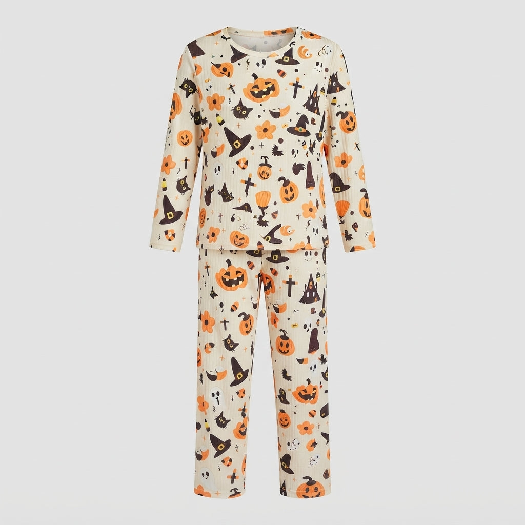 Pyjama d’Halloween « Câlin au chaudron » avec fantôme citrouille pour femmes