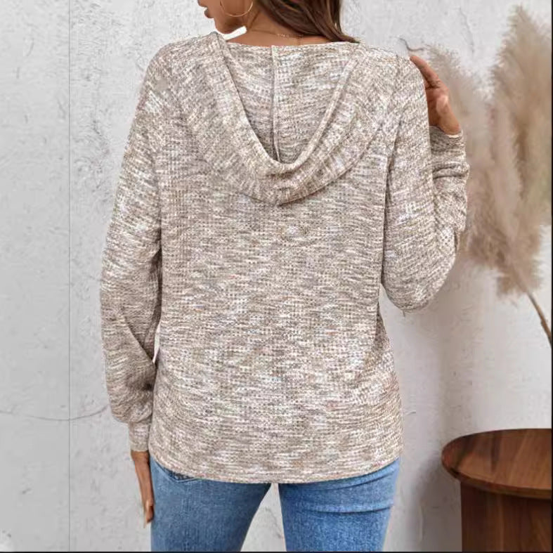 Grace Taylor | Hooded Buttoned Knit Sweatshirt