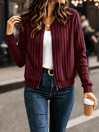 Rowena Ashford | Ribbed Zip-Up Longline Cardigan