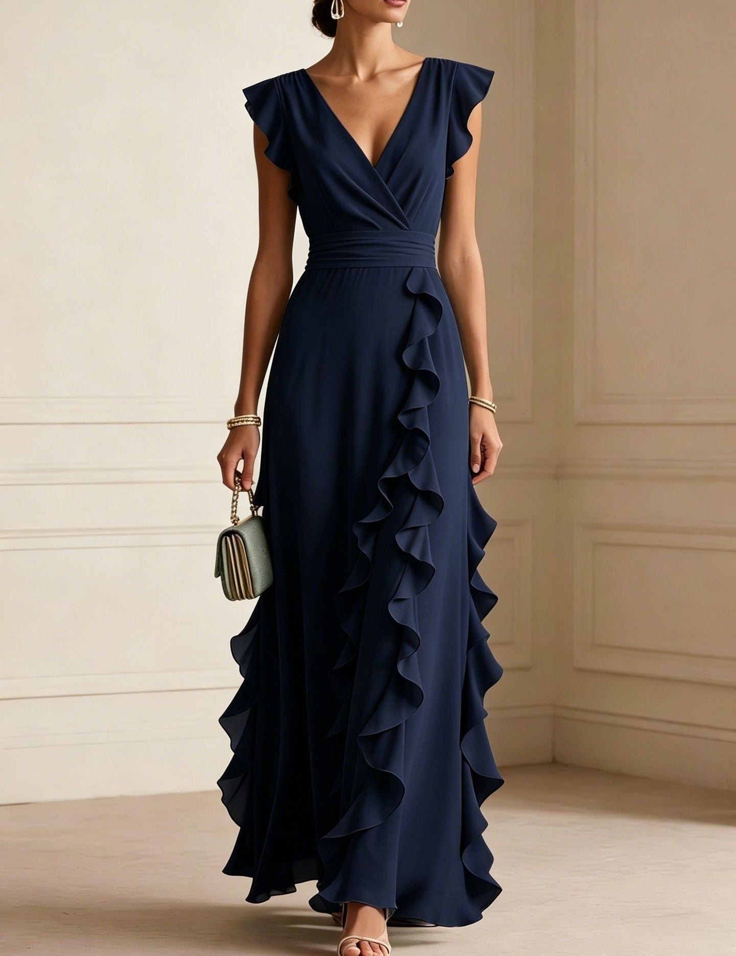 Emilia Whitmore | Elegant Ruffle Maxi Dress For Women