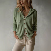 Winifred Ashworth | Hooded Knit Cardigan with Button Front