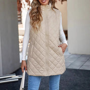 Rosalind Sutherland | Quilted Longline Zip Vest