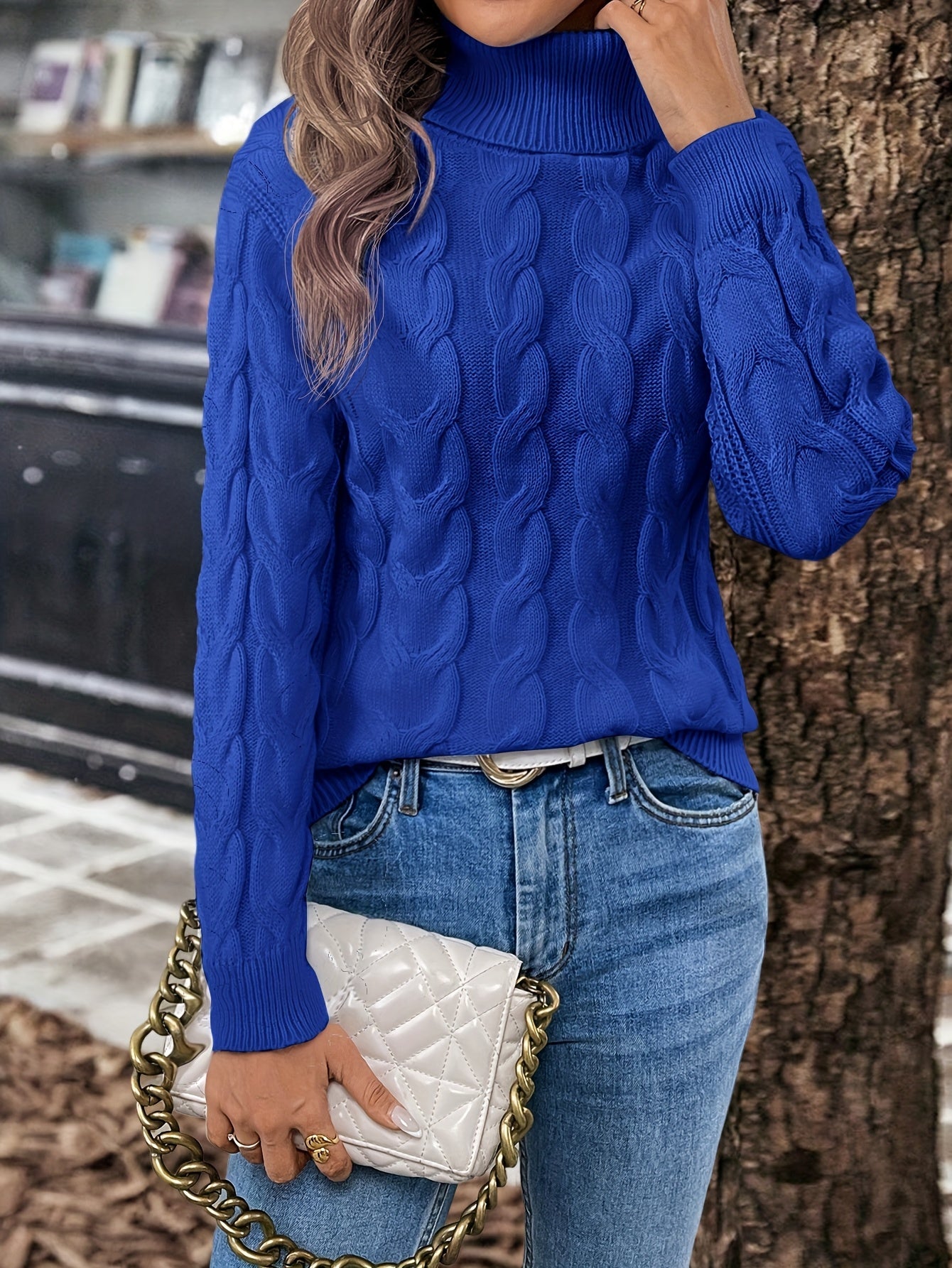 Freya Clarke | Cozy Cable-Knit Turtleneck Sweater