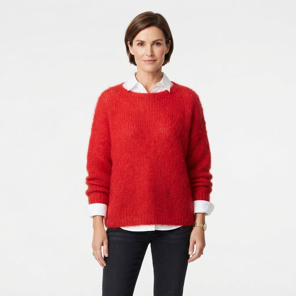 Cecily Hall | Relaxed Crew Neck Sweater in Olive Green