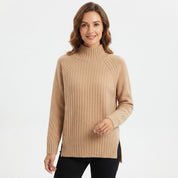 Cecily Morris | Ribbed Mock Neck Knit Sweater