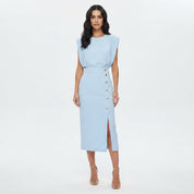 Charlotte Bellamy | Robe midi élégante à détails boutonnés pour femmes