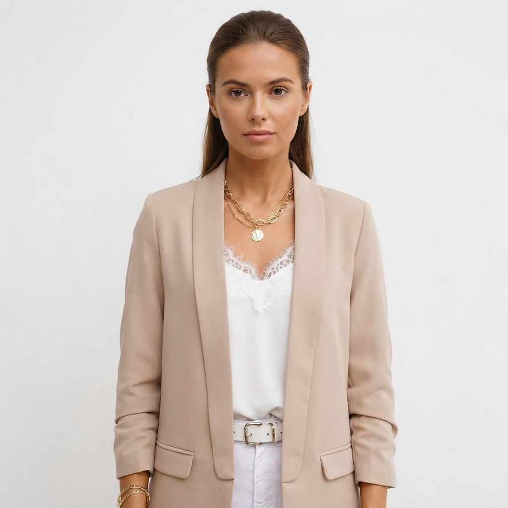 Charlotte Evans | Oversized Red Open-Front Blazer