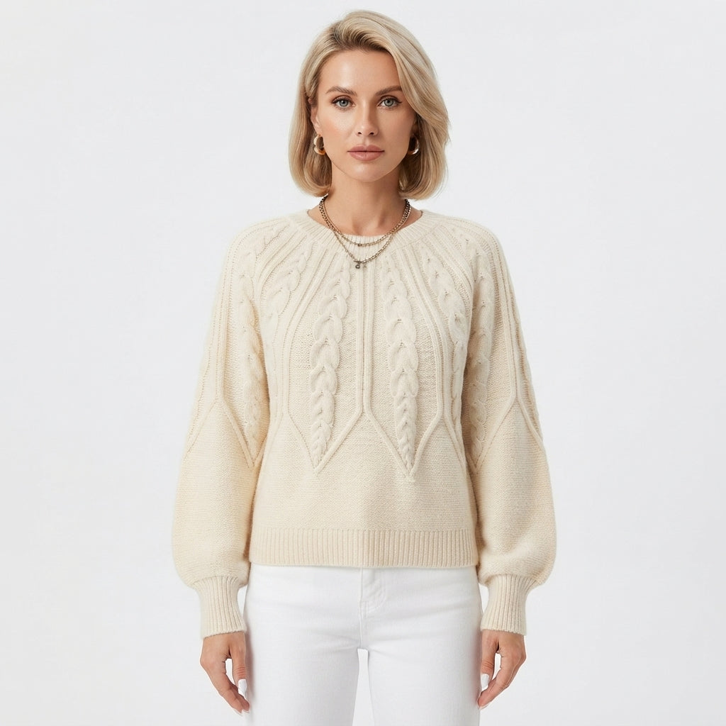 Clara Bennett | Cable Knit Crew Neck Sweater