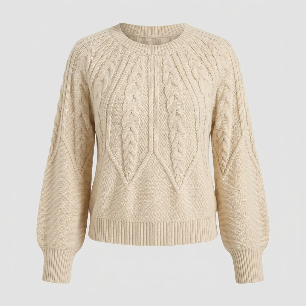 Clara Bennett | Cable Knit Crew Neck Sweater