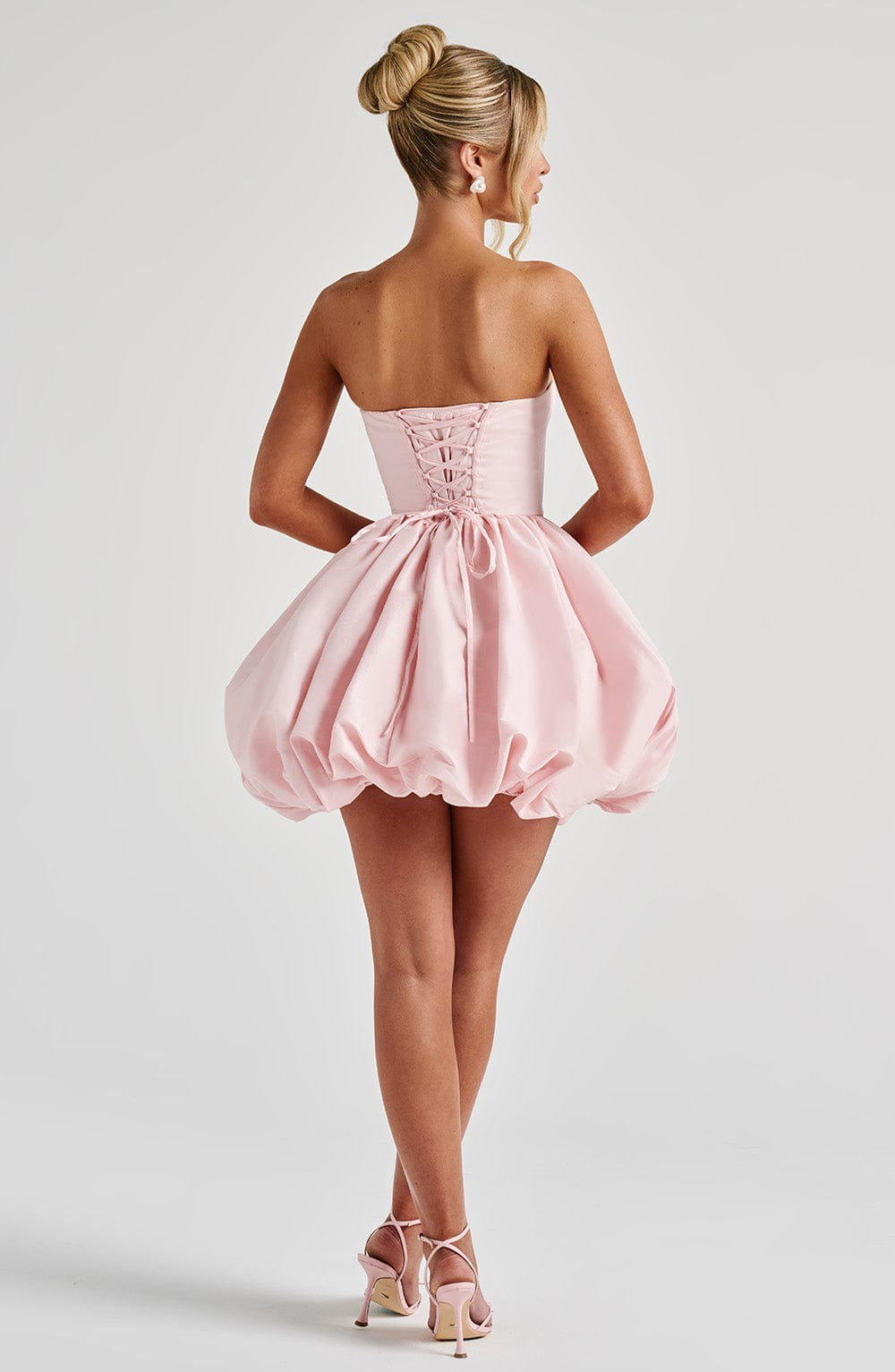 Imogen Clarke | Blush Pink Strapless Bubble Mini Dress
