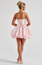 Imogen Clarke | Blush Pink Strapless Bubble Mini Dress