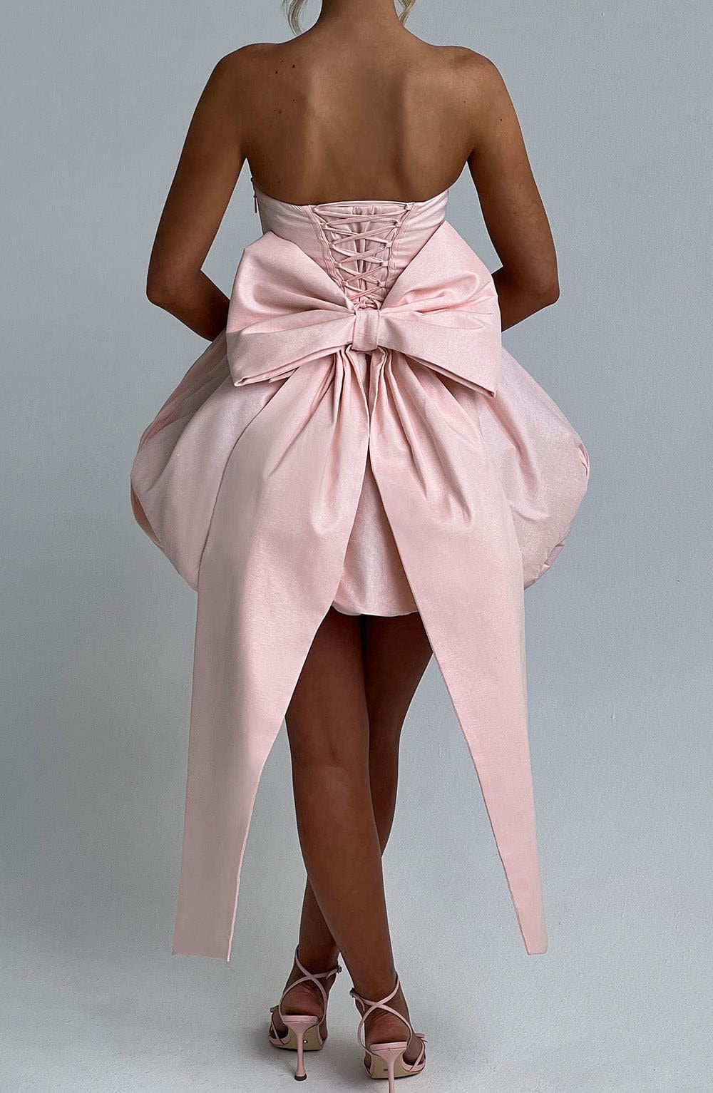 Imogen Clarke | Blush Pink Strapless Bubble Mini Dress