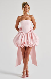 Imogen Clarke | Blush Pink Strapless Bubble Mini Dress