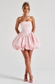 Imogen Clarke | Blush Pink Strapless Bubble Mini Dress