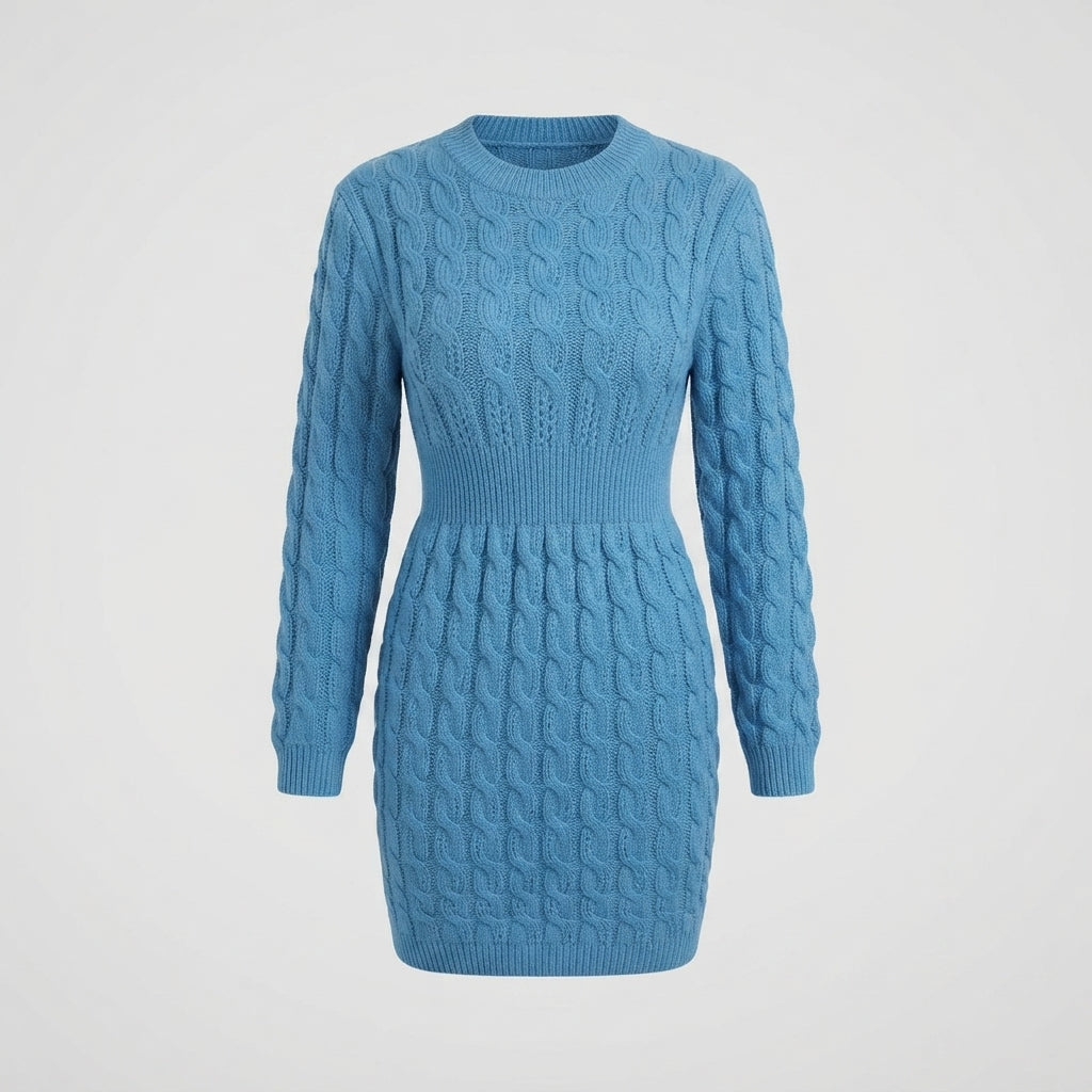 Clara Williams | Elegant Cable-Knit Mini Dress
