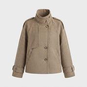 Clarissa Bellamy | Houndstooth Stand-Collar Cropped Jacket